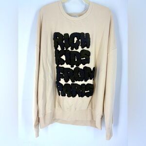 ELEVENPARIS Mens Sweatshirt Rich Kids From Paris Beige Long Sleeve Cotton 2XL